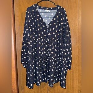 Easel Blue Floral Print Top